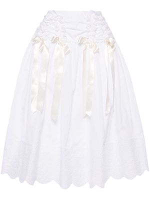 Simone Rocha bow-embellished gathered cotton skirt - White