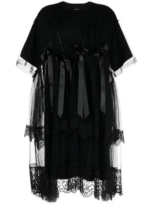 Simone Rocha bow-embellished tulle-overlay dress - Black