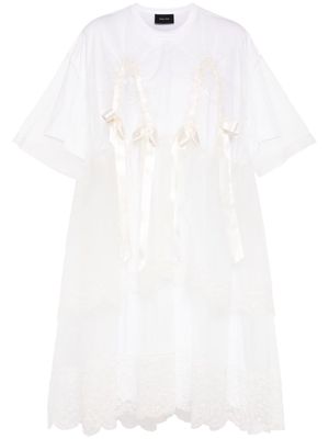 Simone Rocha bow-embellished tulle-overlay dress - White