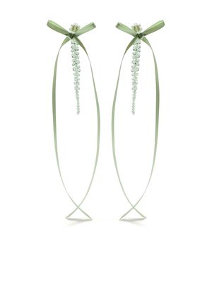 Simone Rocha bow ribbon drip earrings - Green