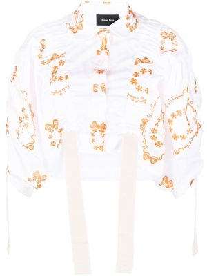 Simone Rocha Bow Wreath adjustable cropped blouse - White