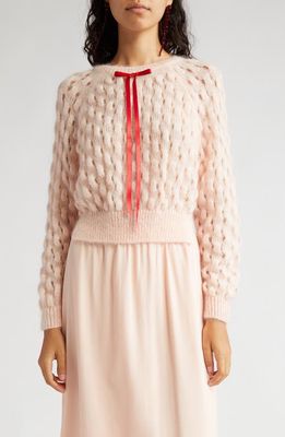 Simone Rocha Bubble Knit Mohair Blend Sweater in Peach/Red