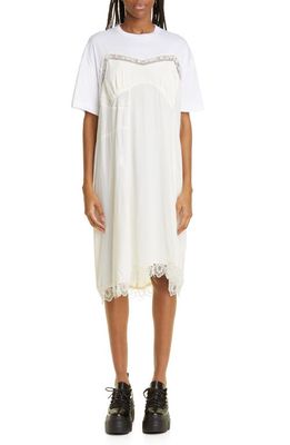 Simone Rocha Camisole Detail T-Shirt Dress in White/Cream/Pearl