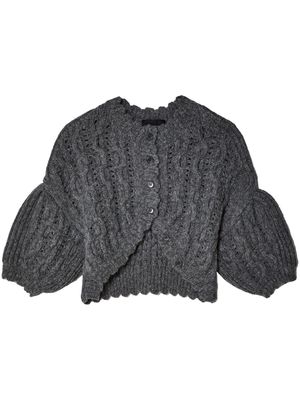 Simone Rocha chunky-knit lace-stitch cardigan - Grey