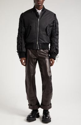 Simone Rocha Classic Laced Sleeve Bomber Jacket in Black