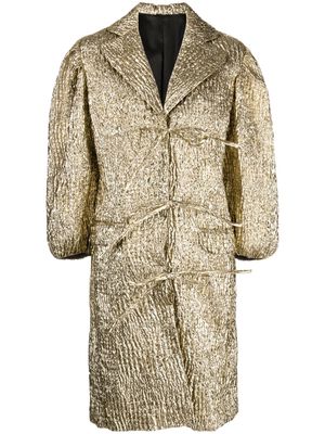 Simone Rocha crinkled metallic cloqué-effect coat