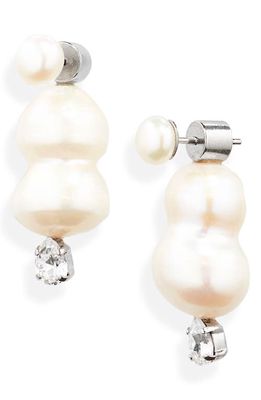 Simone Rocha Crystal & Peanut Imitation Pearl Ear Jackets in Pearl/Crystal