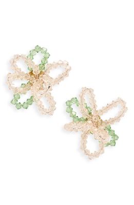 Simone Rocha Crystal Bead Flower Stud Earrings in Nude/Mint