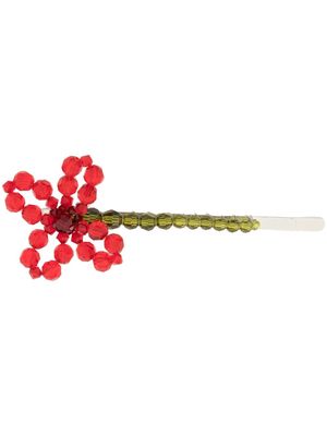 Simone Rocha crystal beaded daisy hair clip - Red