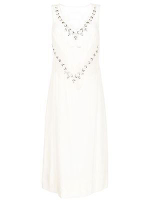 Simone Rocha crystal-embellished silk-panelled shirt-dress - White