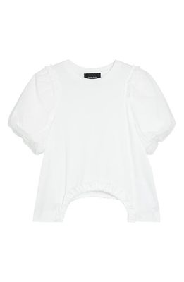 Simone Rocha Cutout Hem Tulle Sleeve Overlay T-Shirt in White