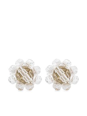 Simone Rocha Daisy beaded stud earrings - Neutrals