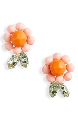 Simone Rocha Daisy Leaf Stud Earrings in Pink/Clementine