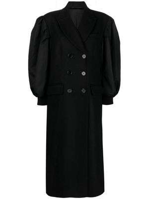Simone Rocha double-breasted wool-blend coat - Black