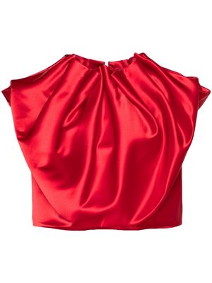 Simone Rocha draped satin cropped blouse - Red