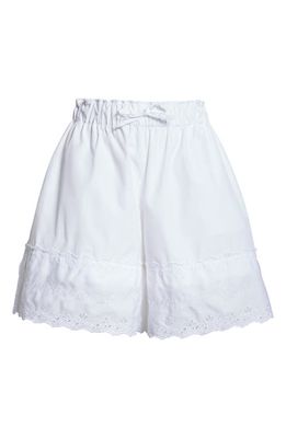 Simone Rocha Easy Cotton Poplin Drawstring Shorts in White/White