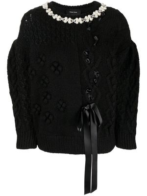 Simone Rocha embellished cable-knit jumper - Black
