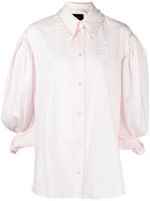Simone Rocha embellished-collar puff-sleeve shirt - Pink