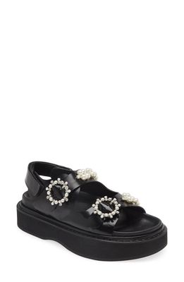 Simone Rocha Embellished Platform Sandal in Black/Pearl/Clear