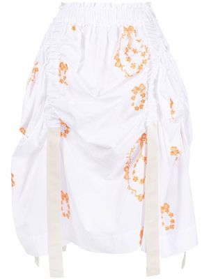 Simone Rocha embroidered adjustable-straps midi skirt - White