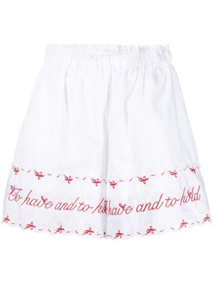 Simone Rocha embroidered cotton shorts - White