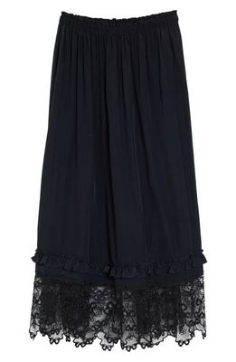 Simone Rocha Embroidered Lace Hem Maxi Skirt in Black