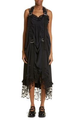 Simone Rocha Embroidered Ruffle Cutout Strap Dress in Black