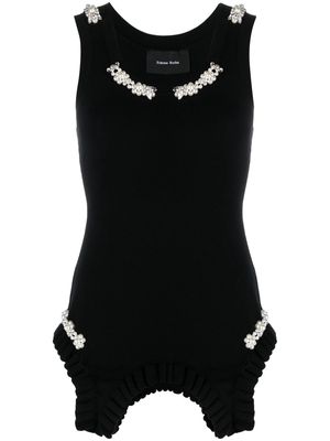 Simone Rocha faux pearl-detail tunic top - Black