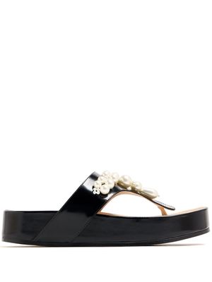Simone Rocha faux-pearl embellished leather sandals - Black