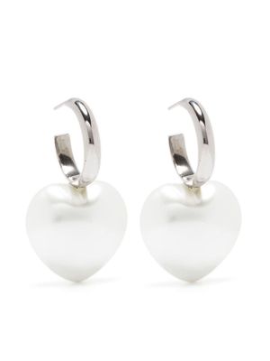 Simone Rocha faux-pearl heart hoop earrings - Silver