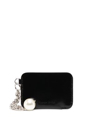 Simone Rocha faux pearl leather wallet - Black