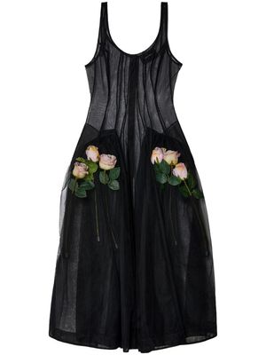 Simone Rocha floral-appliqué dress - Black