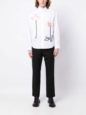 Simone Rocha floral-embroidered cotton shirt - White