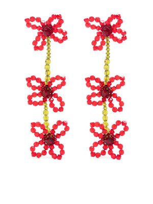 Simone Rocha floral-motif drop earrings - Red