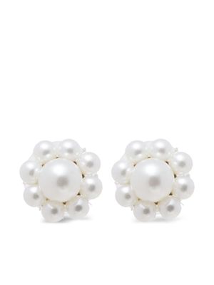 Simone Rocha floral pearl stud earrings - White