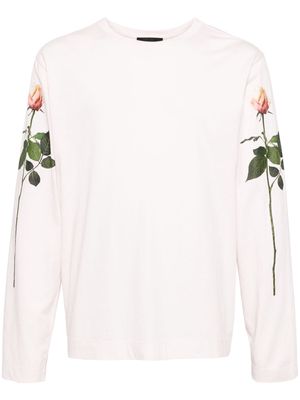 Simone Rocha floral-print long-sleeve cotton T-shirt - Pink