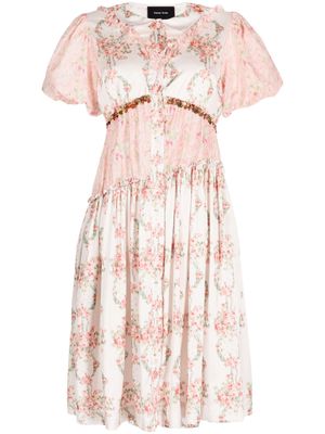 Simone Rocha floral-print midi dress - Pink