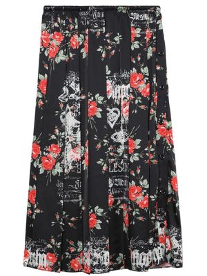 Simone Rocha floral-print pleated skirt - Black