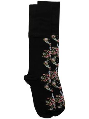 Simone Rocha floral wreath-print socks - Black