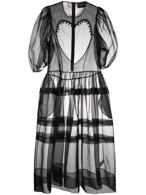 Simone Rocha heart cut-out sheer dress - Black