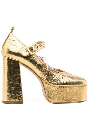 Simone Rocha Heart Toe 120mm leather pumps - Gold