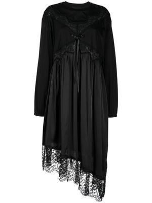 Simone Rocha lace-detail asymmetric dress - Black