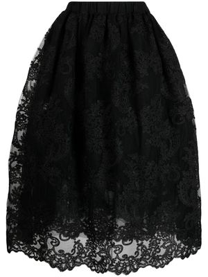 Simone Rocha lace-overlay tulle midi skirt - Black