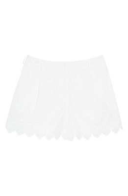 Simone Rocha Lace Trim Pleated Shorts in White/White