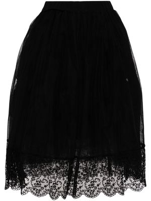 Simone Rocha lace-trim tulle midi skirt - Black