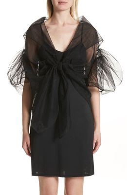 Simone Rocha Lace Trim Tulle Wrap with Sleeves in Black