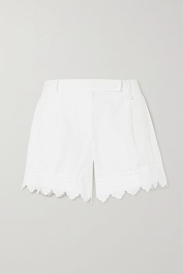 Simone Rocha - Lace-trimmed Embroidered Cotton-poplin Shorts - Black