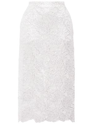 Simone Rocha laminated lace midi skirt - White