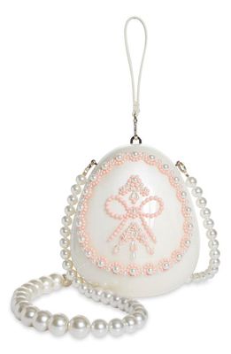 Simone Rocha Large Fabergé Egg Bag with Imitation Pearl Strap in Pearl/Pink