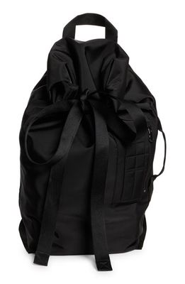 Simone Rocha Large Imitation Pearl Flower Embellished Foldover Tie Backpack in Black/Pearl